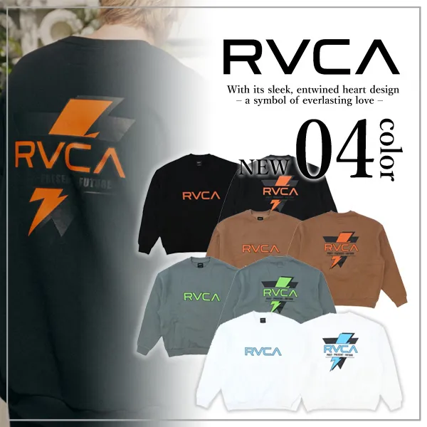 RVCA  |Long Sleeves Plain Logo Sweatshirts