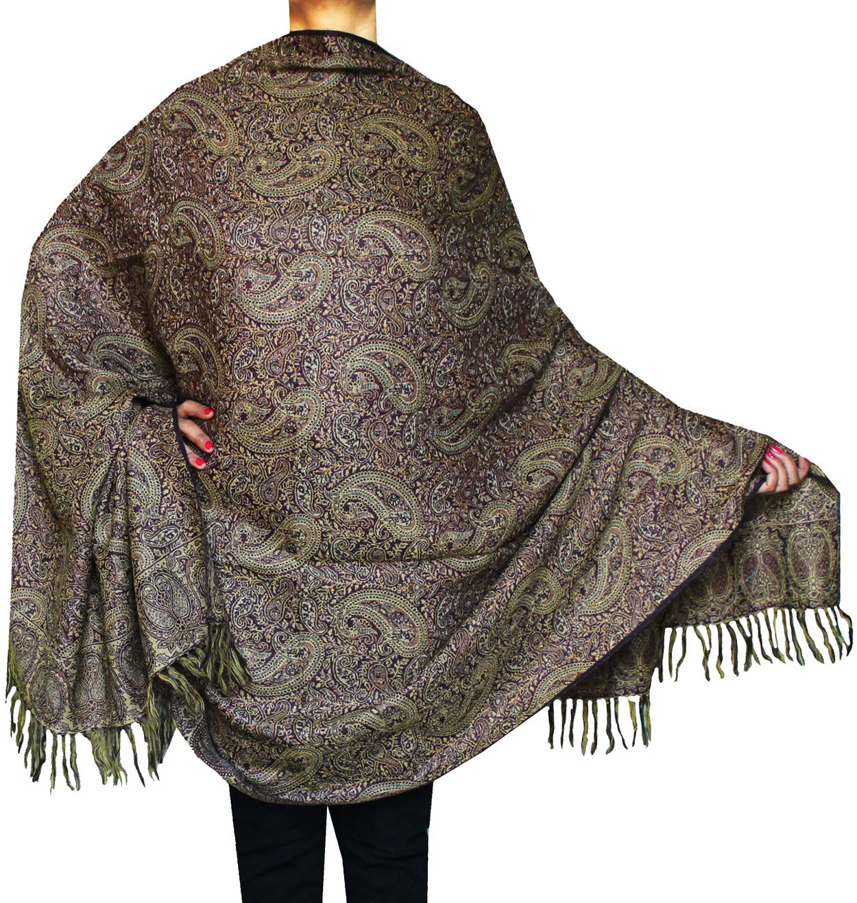 Shawl Paisley Wool Wrap Gift Women's India Clothes (82 x 42 inches)