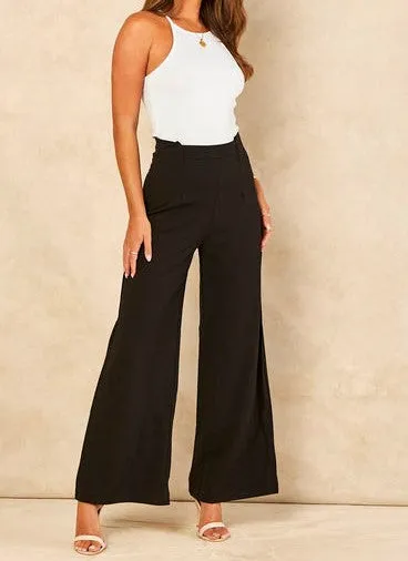 Signage Black Wide Leg Trousers