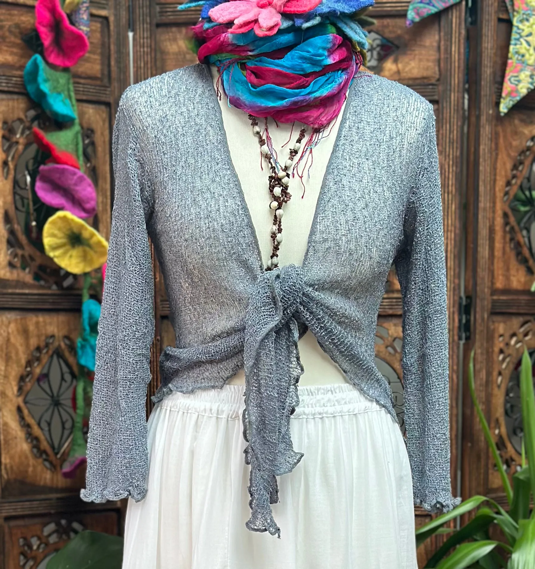 SLATE GREY KNITTED  SHRUG / CARDIGAN