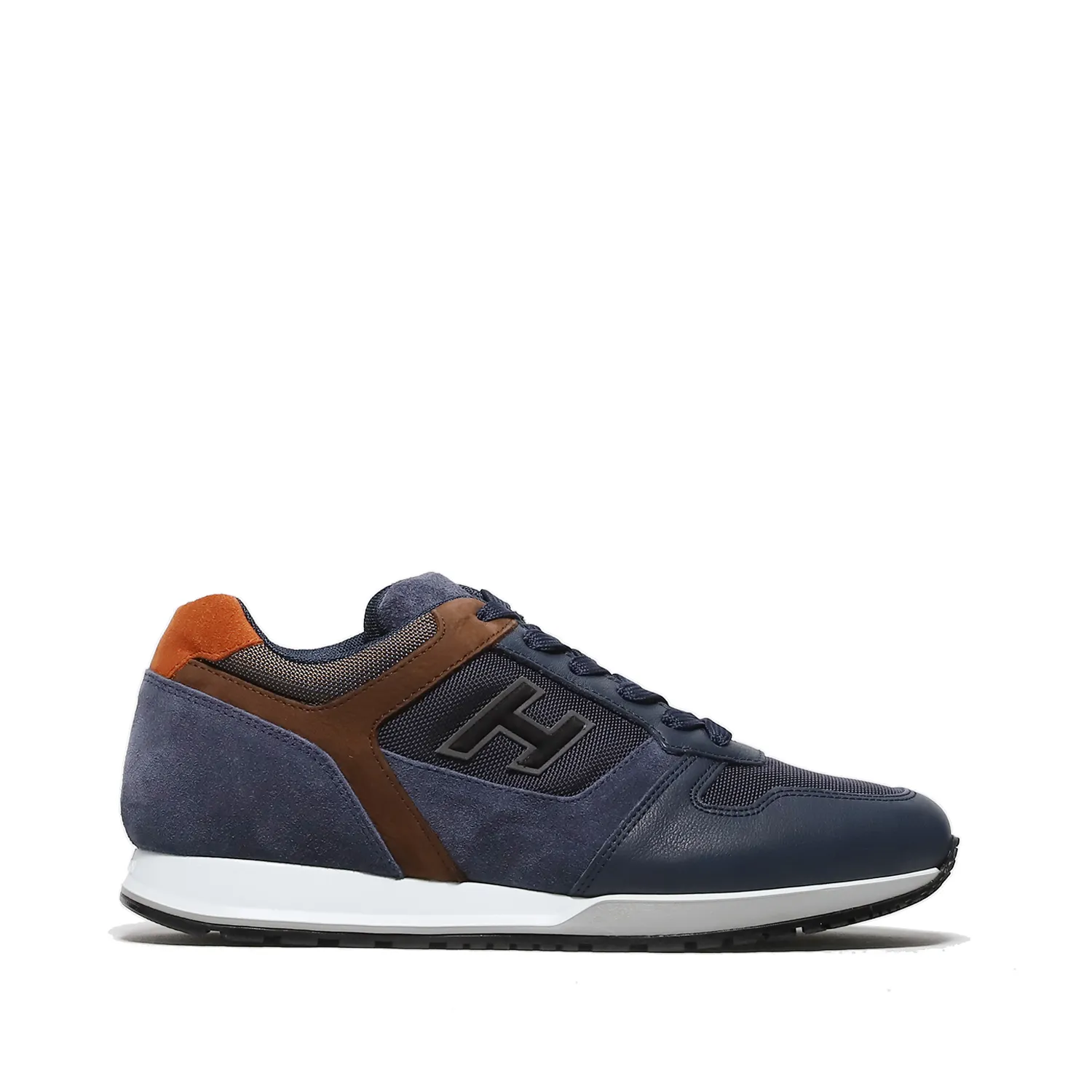 Sneaker H321 in pelle e tessuto tecnico blu con inserti in suede blu chiaro