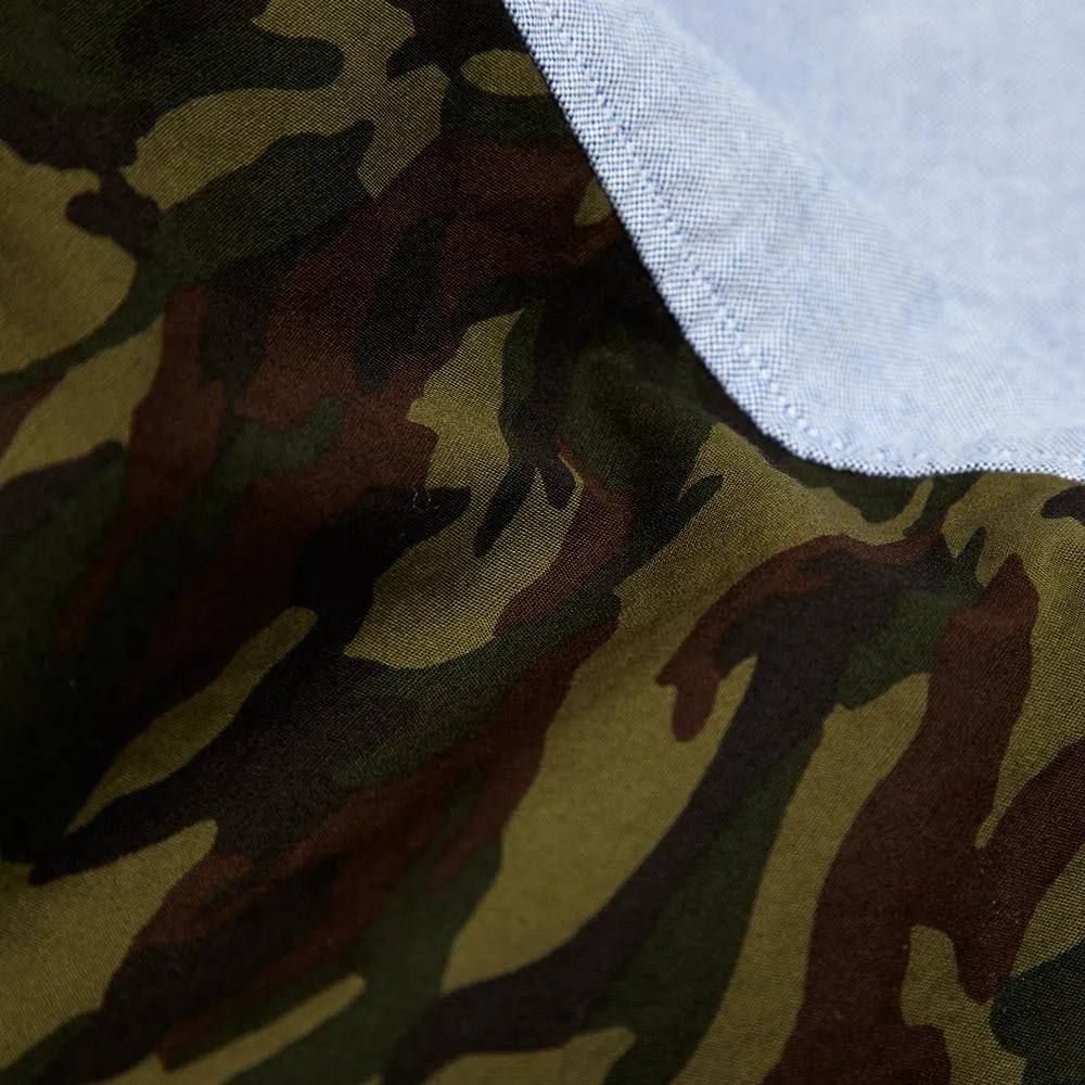 SOPHNET. Camouflage Panel Button Down Oxford ShirtNavy & Woodland