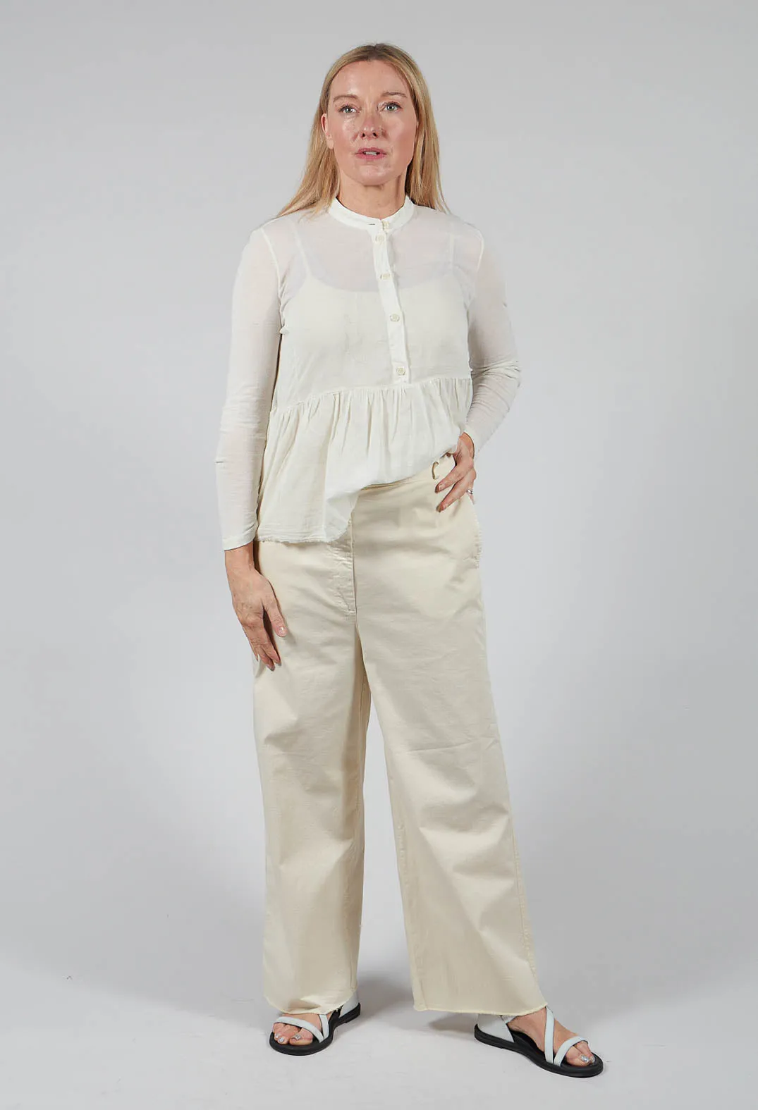 Straight Leg Trousers in Chalk