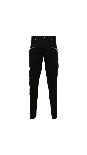 Stretch Cotton Cargo Trousers - Black