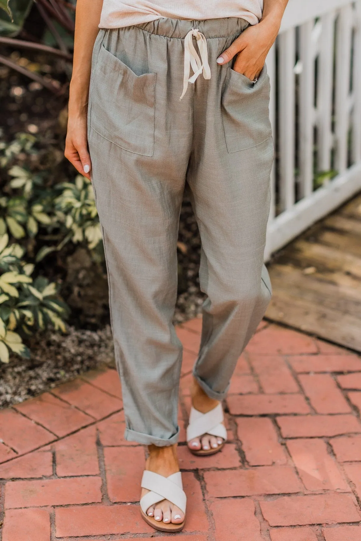 Stroll Along Pants- Olive