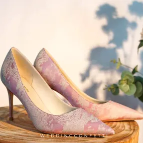 The Kim Pink Oriental Floral Heels