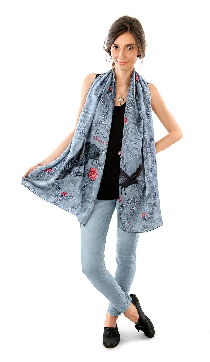 The Raven, pure silk-satin scarf/wrap.