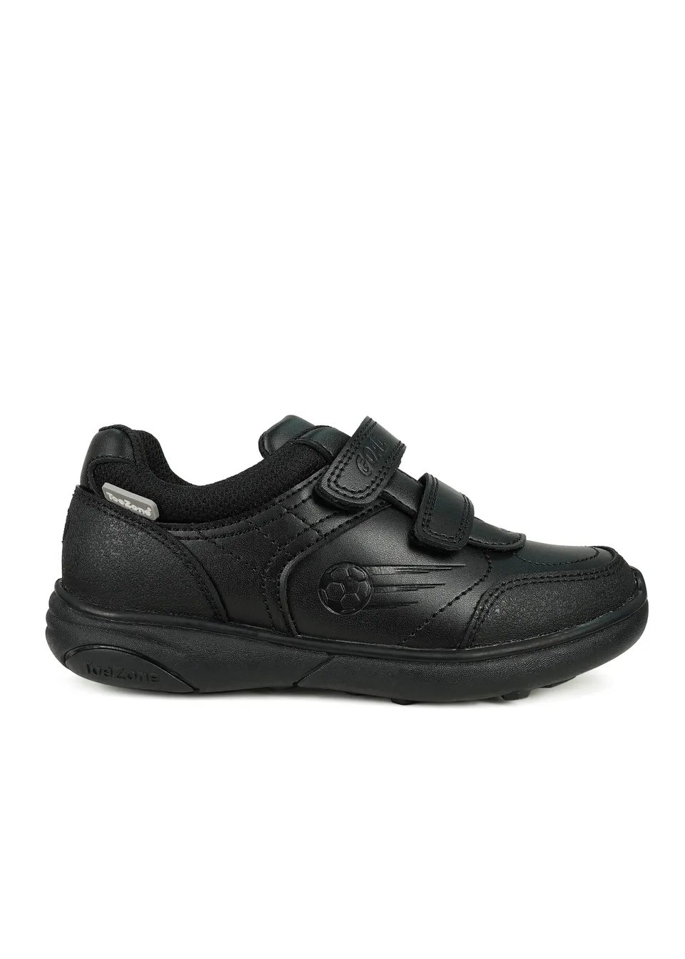 ToeZone Boys Black Harry Coated Leather Football School Shoes (Younger 8 - Older 2)