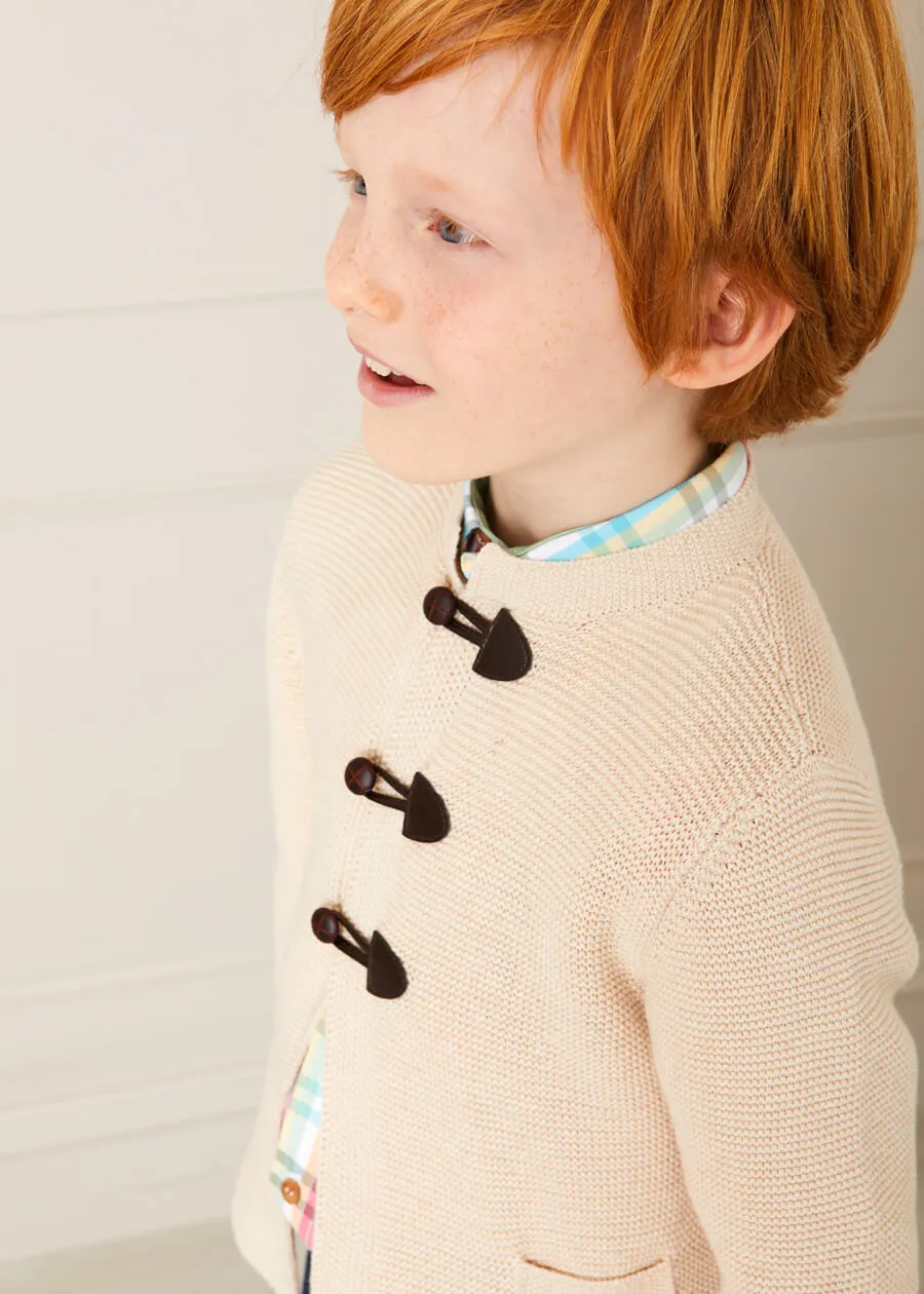 Toggle Fastening Cardigan in Beige (4-10yrs)