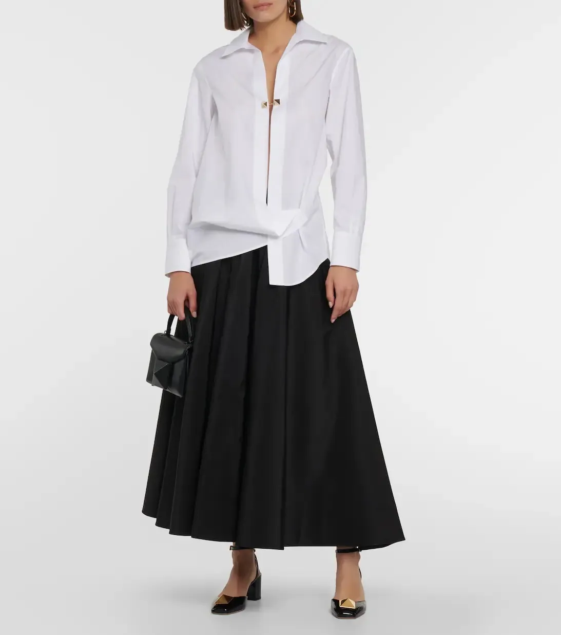 VALENTINO  |Casual Style Long Sleeves Plain Cotton Long Elegant Style