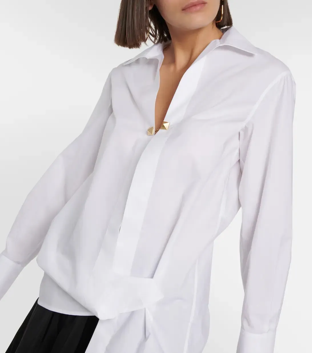 VALENTINO  |Casual Style Long Sleeves Plain Cotton Long Elegant Style