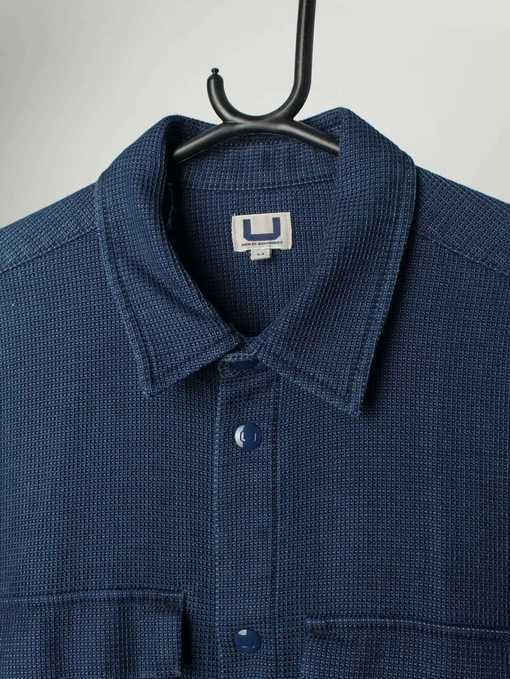 Vintage waffle texture shirt in navy blue with long sleeves – Small / Medium