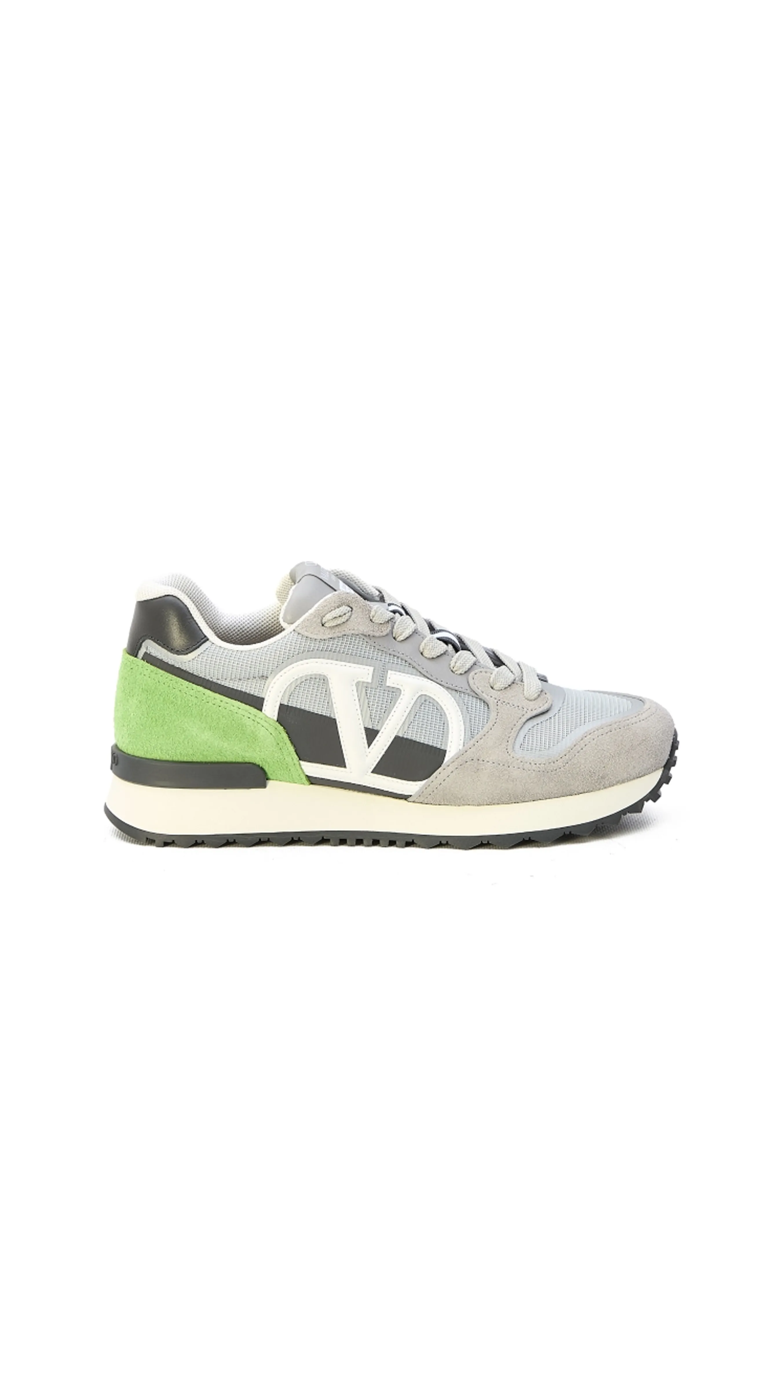 Vlogo Pace Low-top Sneaker In Split Leather, Fabric And Calf Leather - Grey/Green