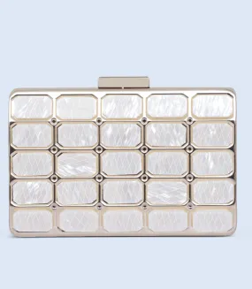 WB2455-WHITE-Women Snazzy Clutch