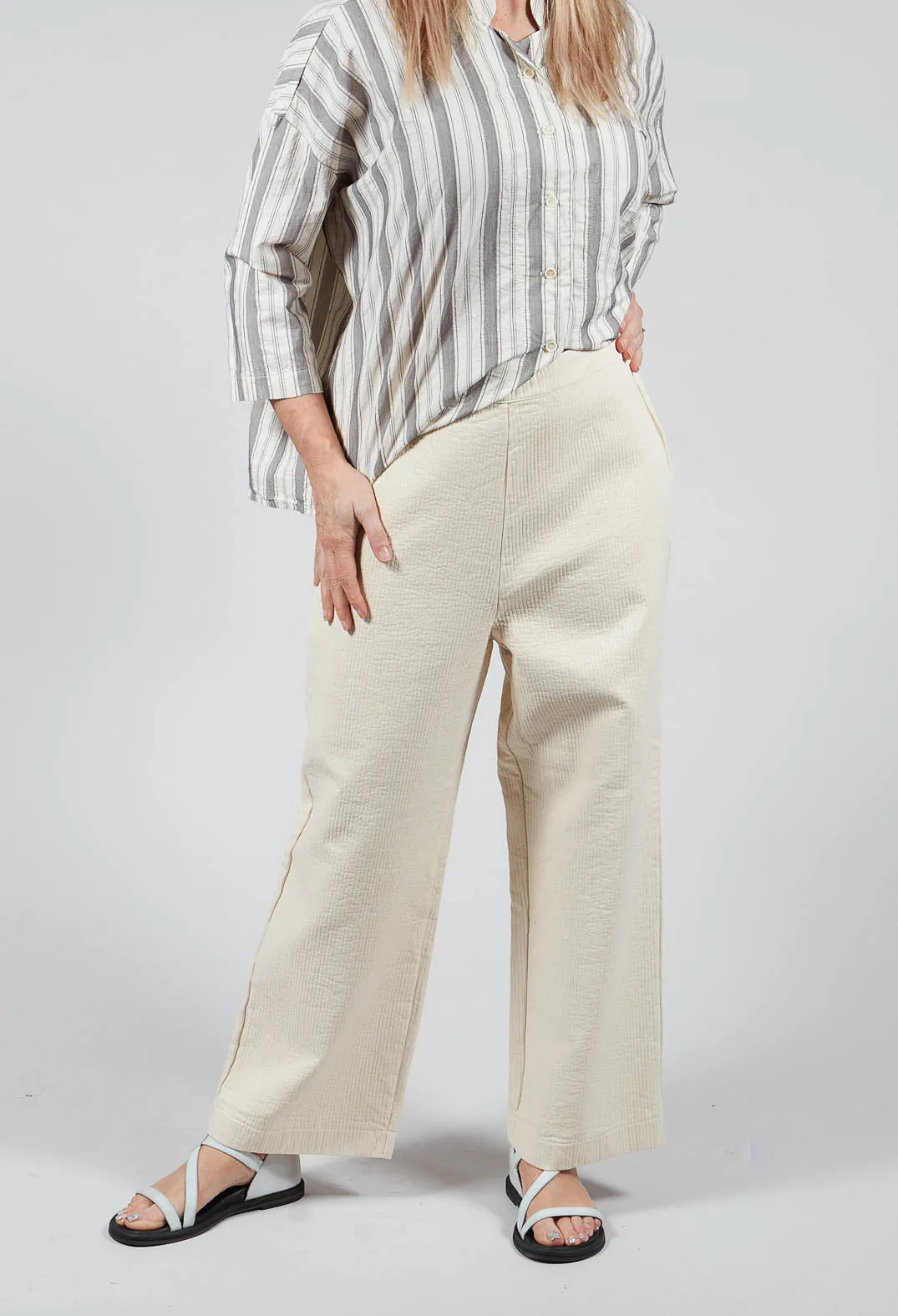 Wide Leg Trousers in Chalk