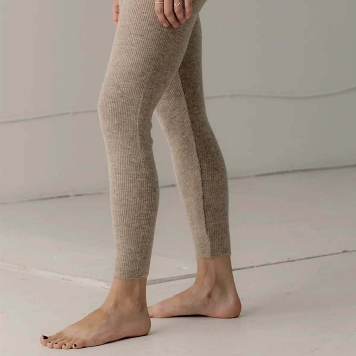 Woman Marin Rib Leggings - Wheat Beige