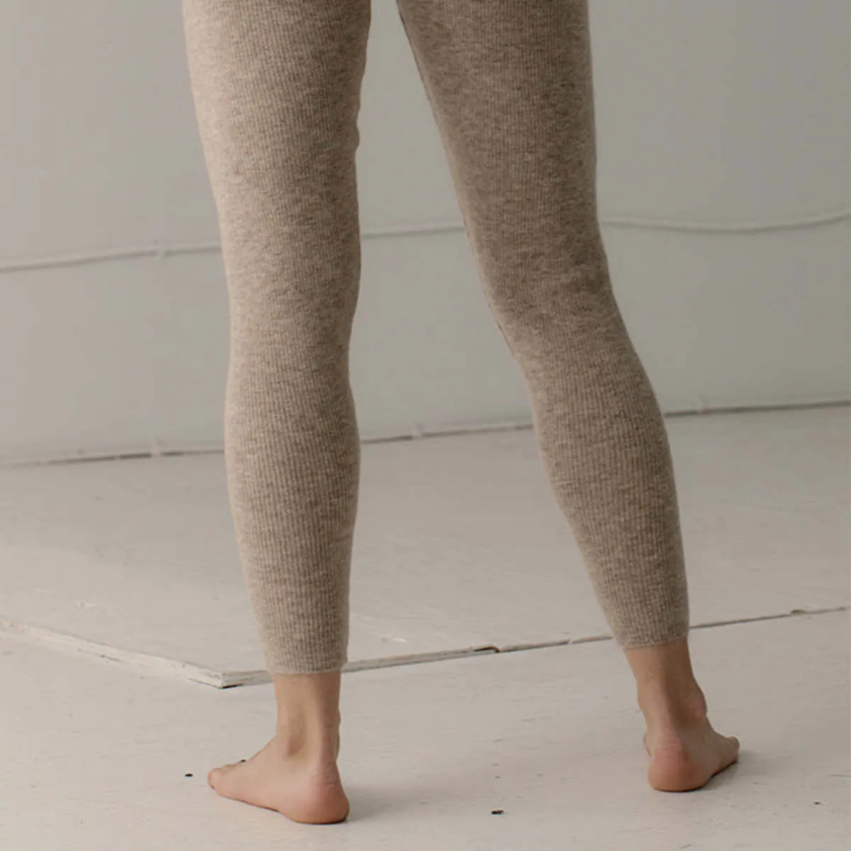 Woman Marin Rib Leggings - Wheat Beige