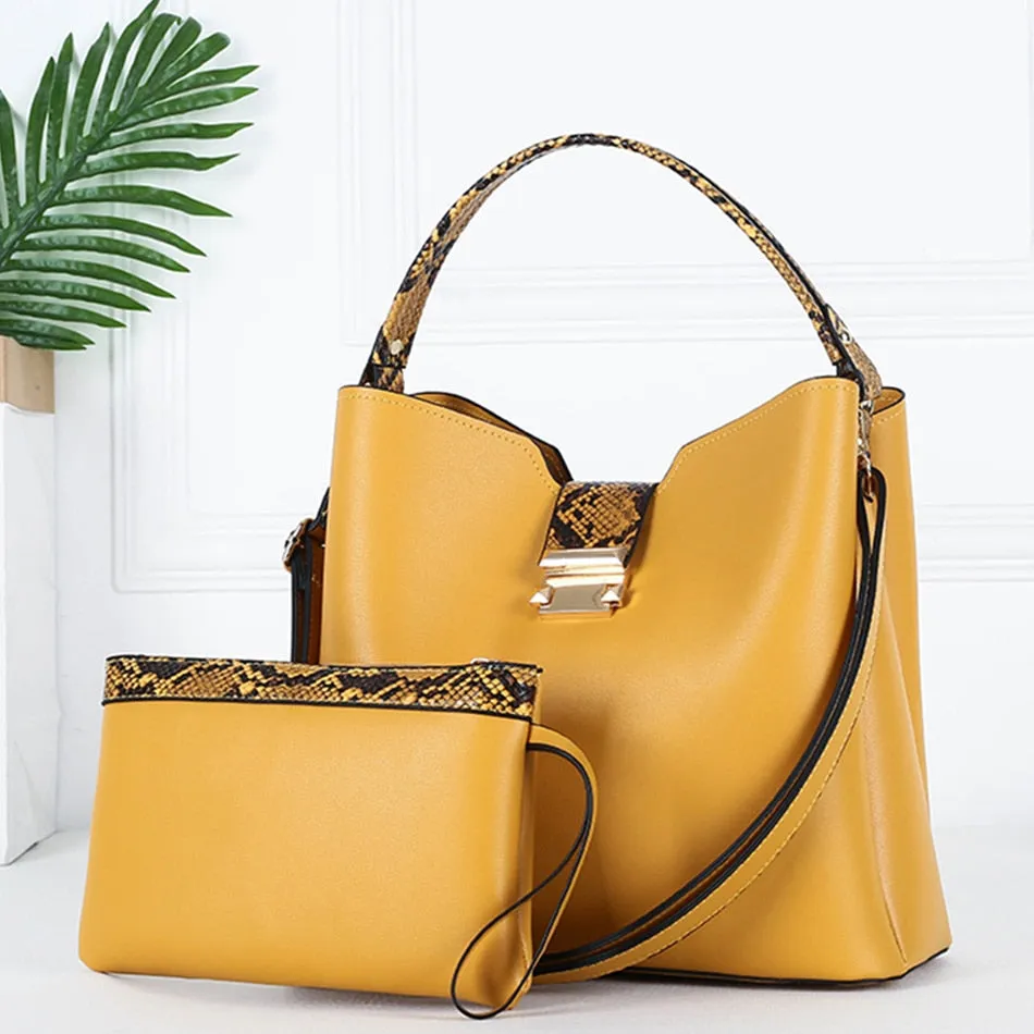 Women's Fashion 3 Layers Luxury Designer Synthetic Leather Tote Handbag