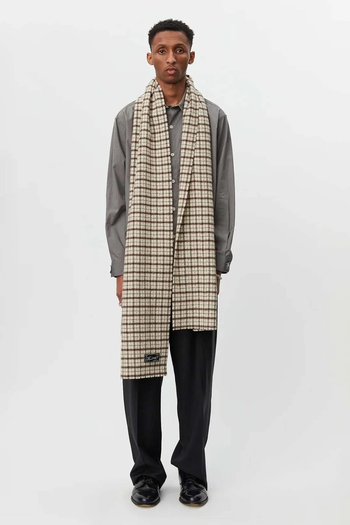 Wool Scarf - Beige Check