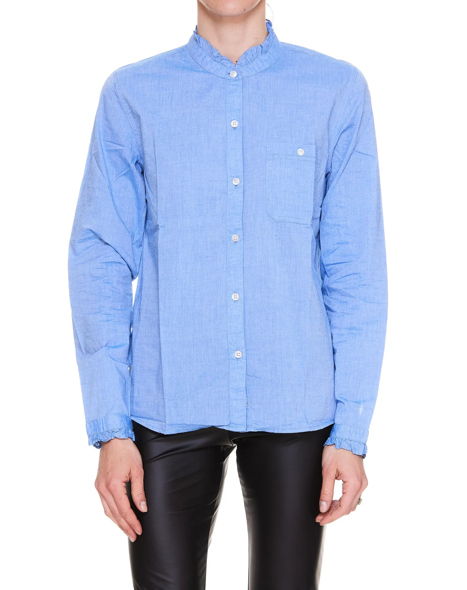 Woolrich Band Collar Long-Sleeved Shirt