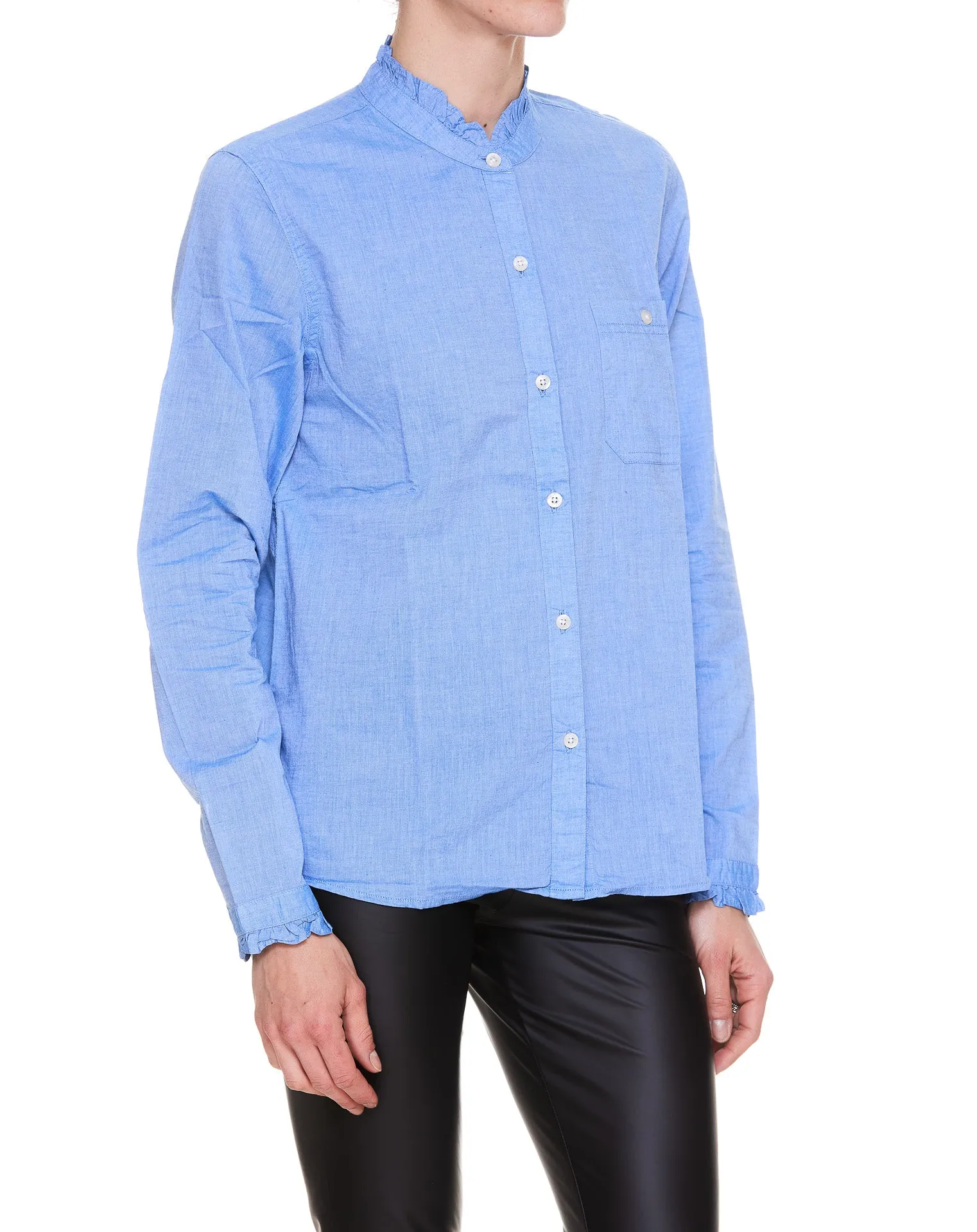 Woolrich Band Collar Long-Sleeved Shirt