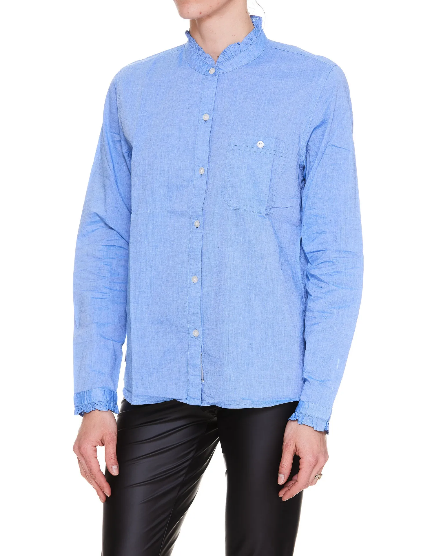 Woolrich Band Collar Long-Sleeved Shirt