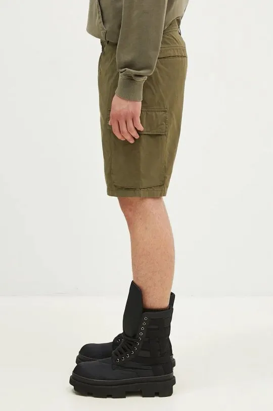 Woolrich cotton shorts Gabardine Cargo Short green color CFWOSH0051MRUT3665