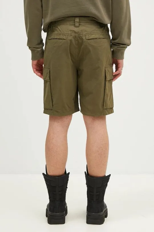 Woolrich cotton shorts Gabardine Cargo Short green color CFWOSH0051MRUT3665