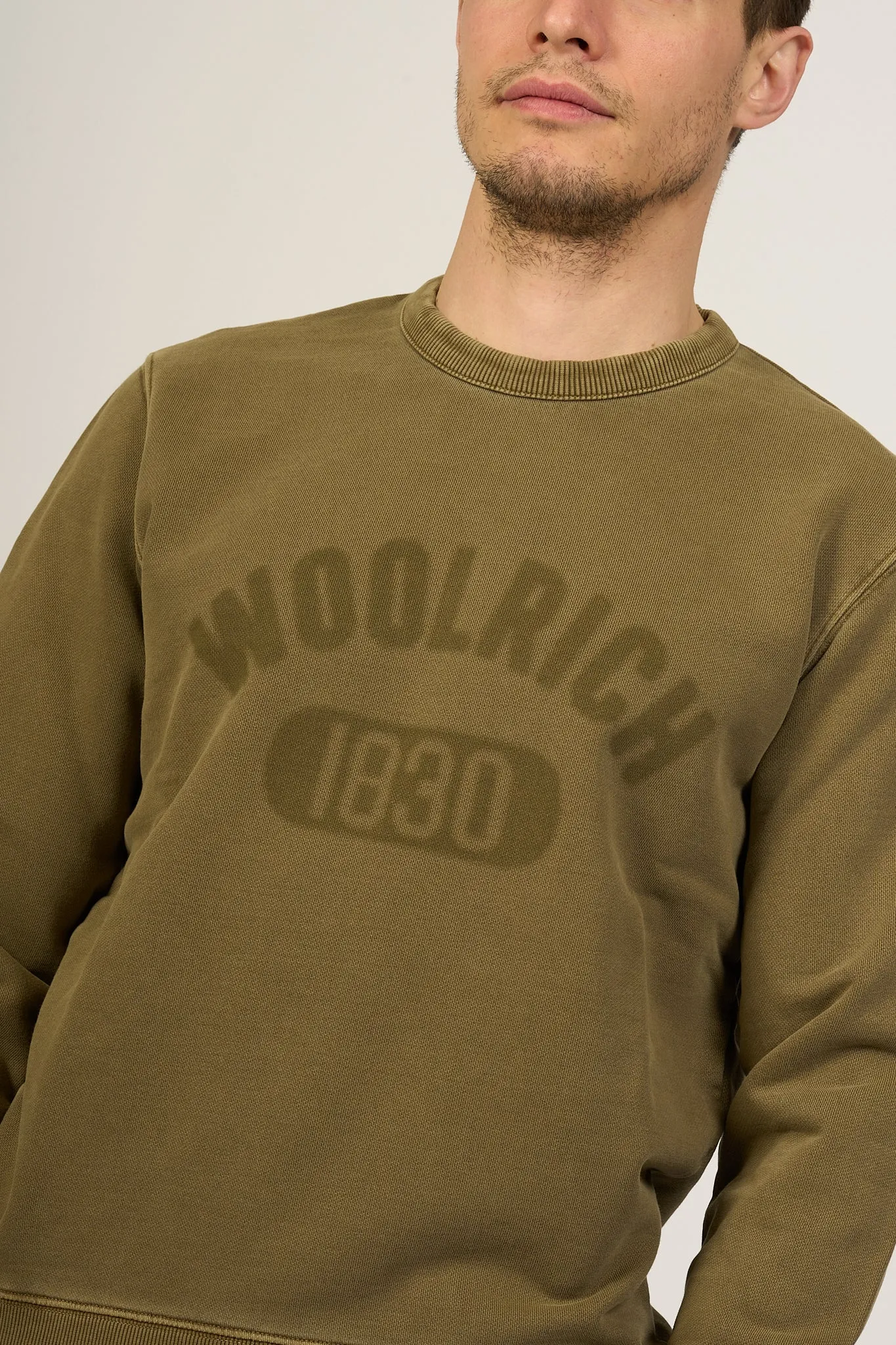 Woolrich Felpa Girocollo Verde Oliva Uomo