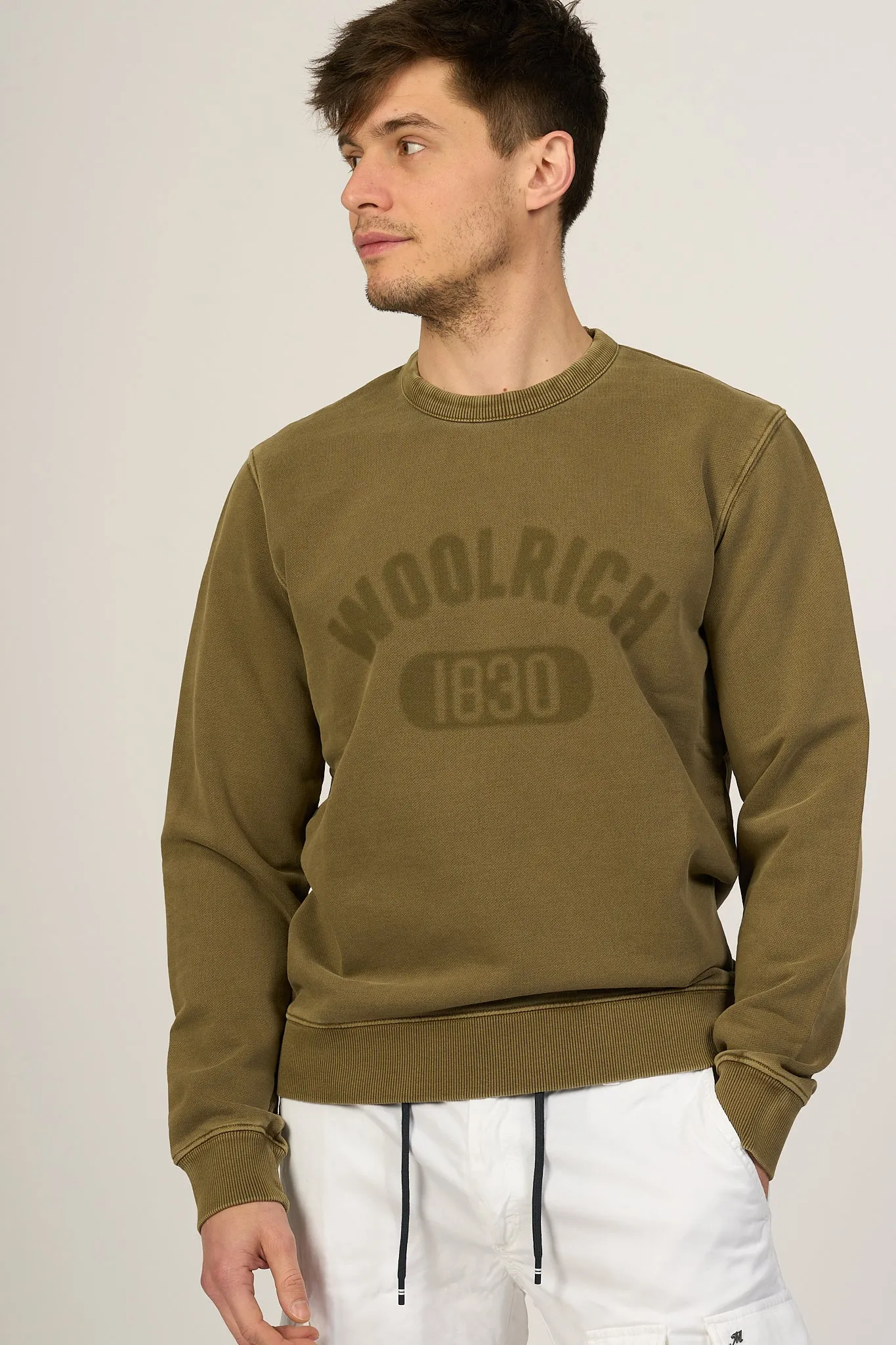 Woolrich Felpa Girocollo Verde Oliva Uomo