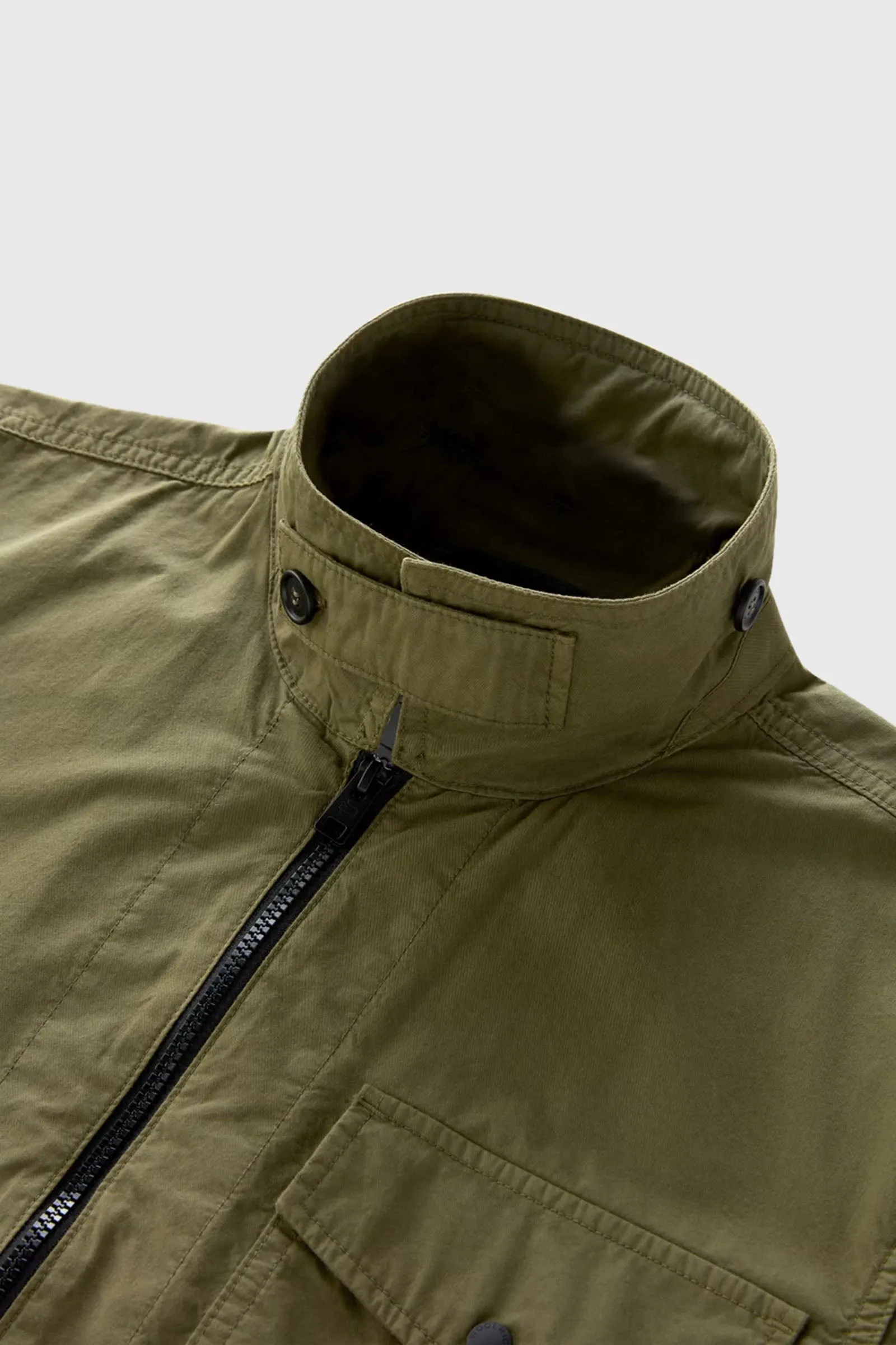 Woolrich Overshirt In Gabardina Verde Militare Uomo