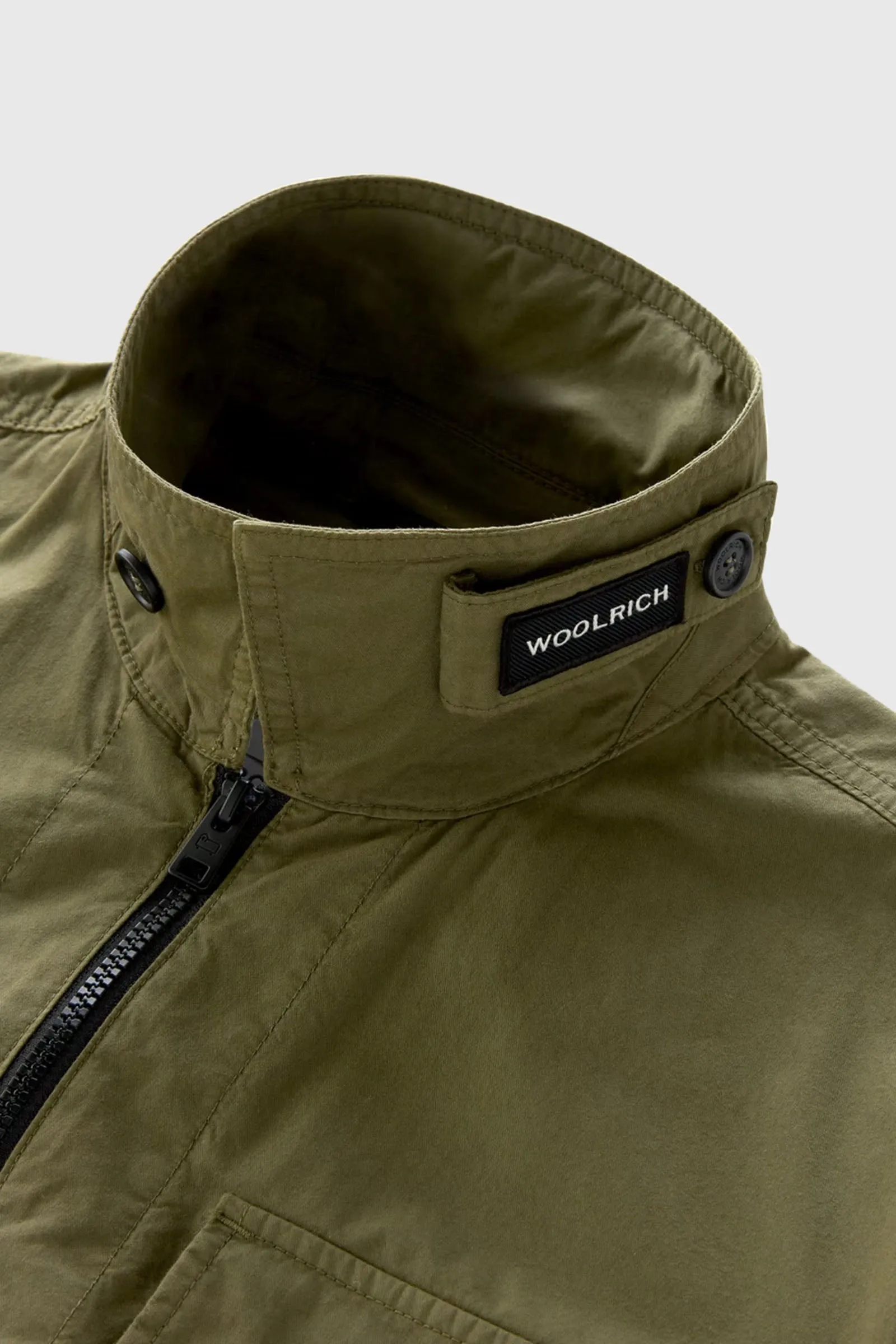 Woolrich Overshirt In Gabardina Verde Militare Uomo