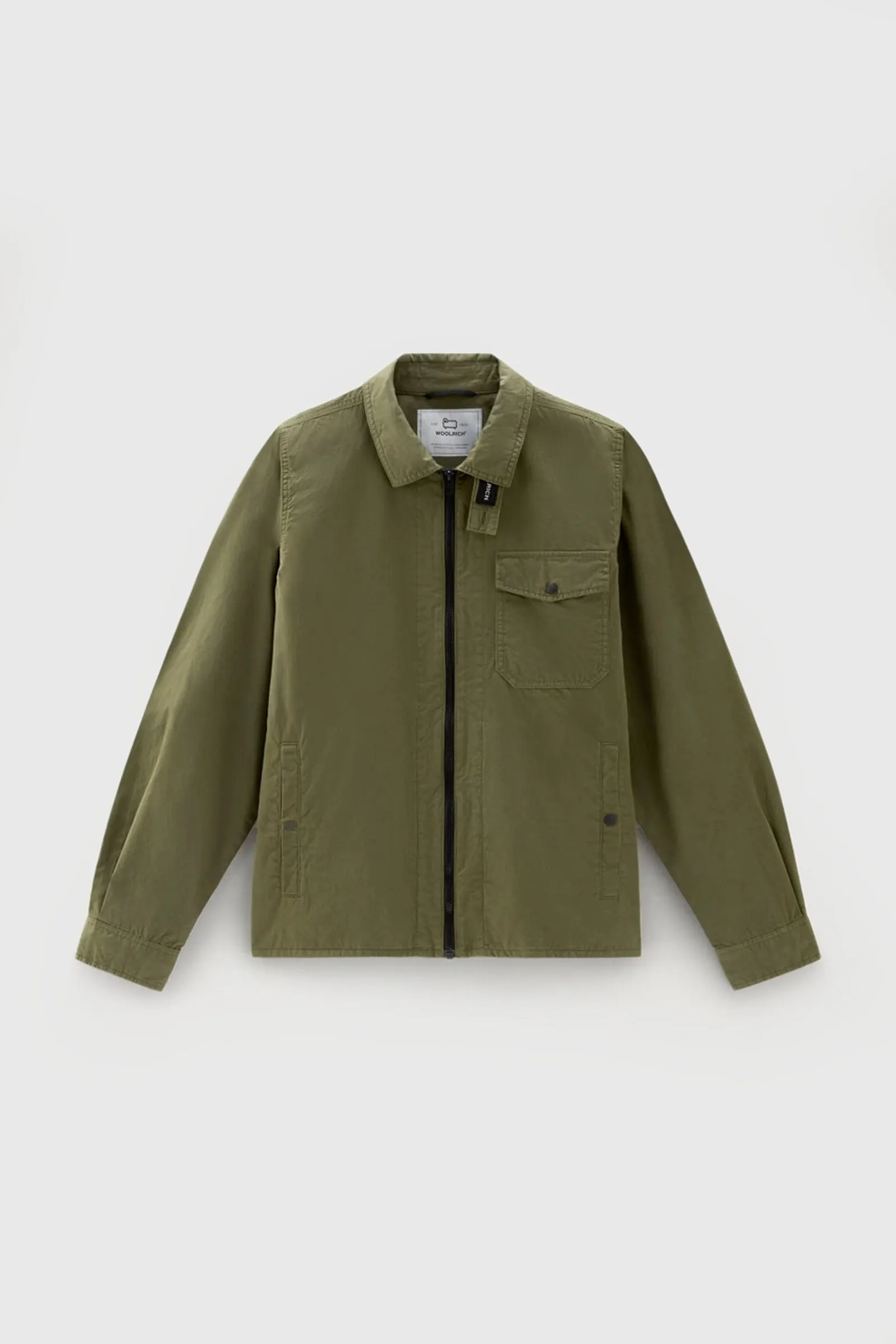 Woolrich Overshirt In Gabardina Verde Militare Uomo