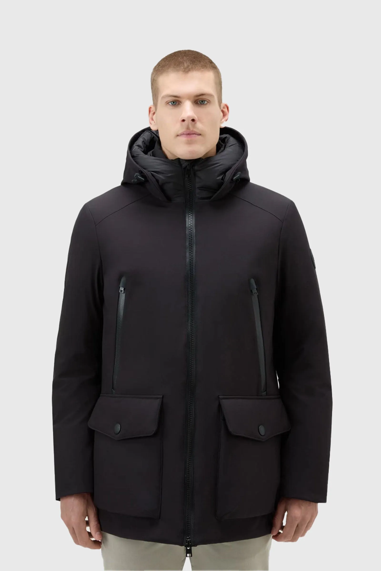 Woolrich Parka Tech Softshell Nero Piumino