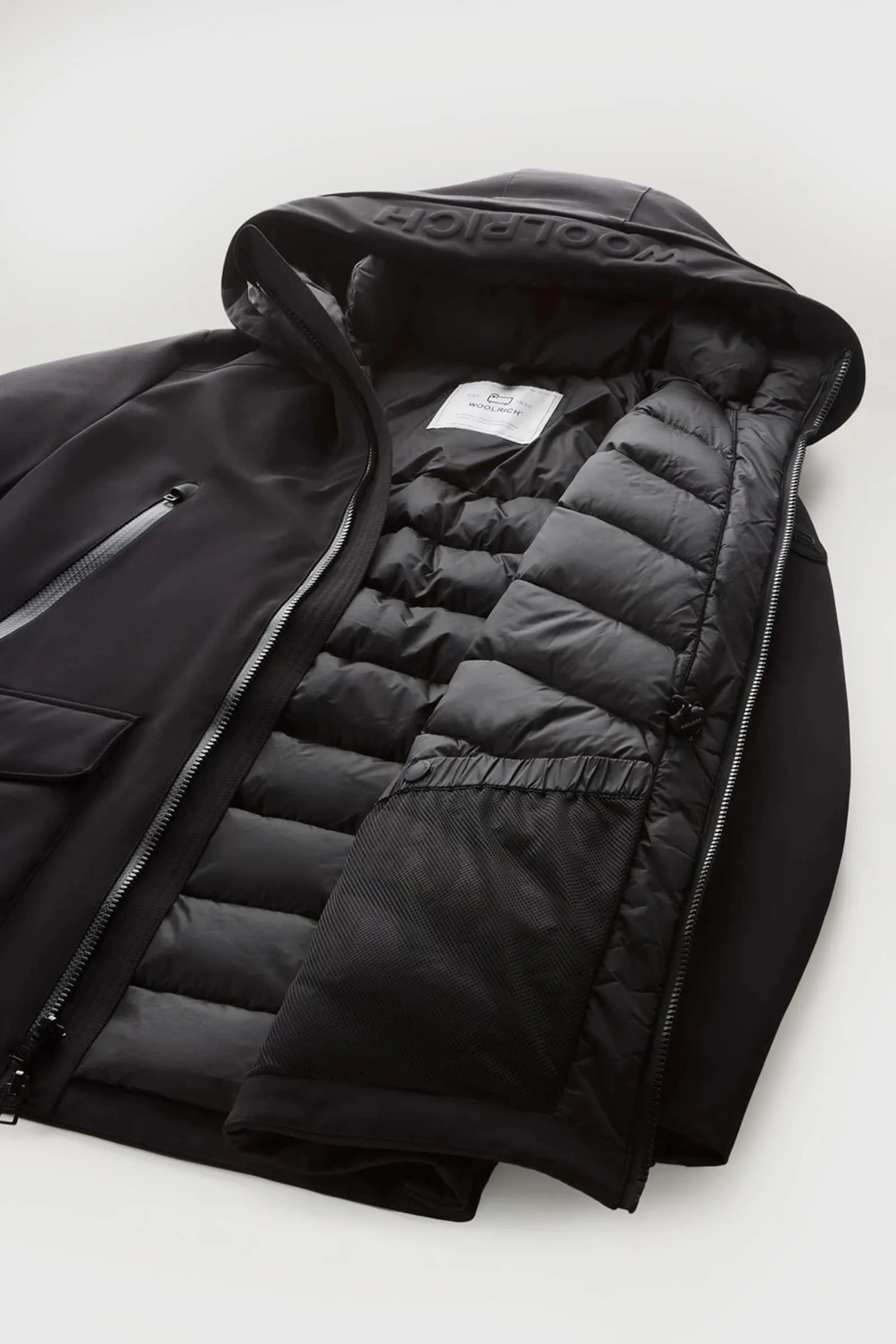 Woolrich Parka Tech Softshell Nero Piumino