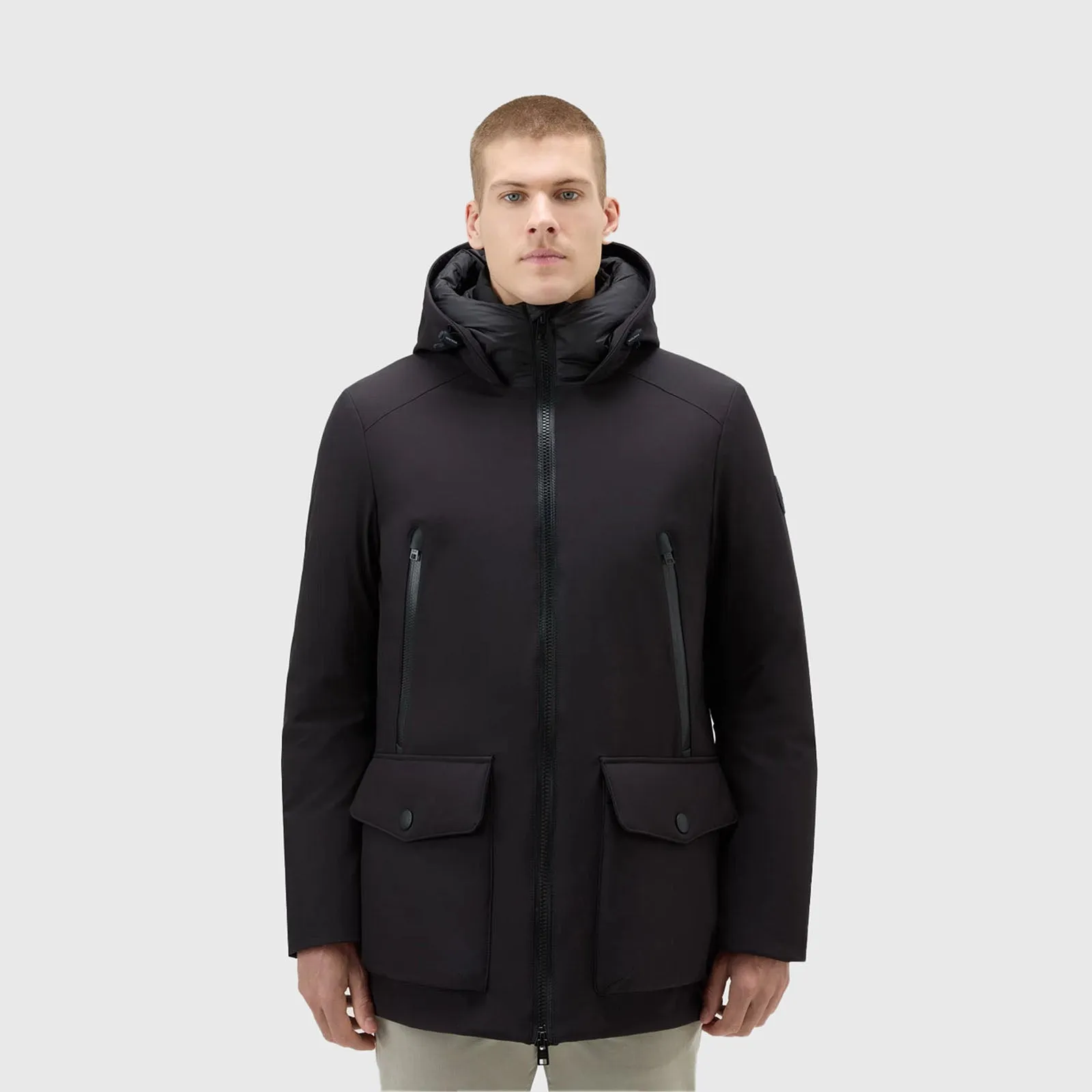 Woolrich Parka Tech Softshell Nero Piumino