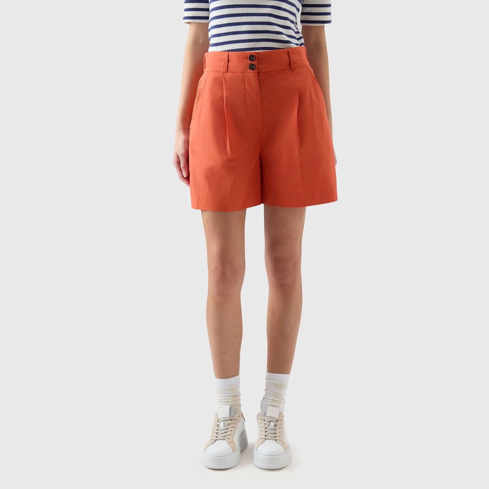 Woolrich Short In Popeline Arancio Donna