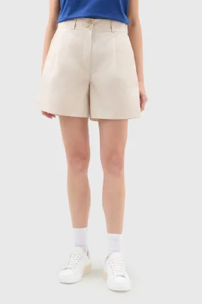 Woolrich Short In Popeline Beige Chiaro Donna