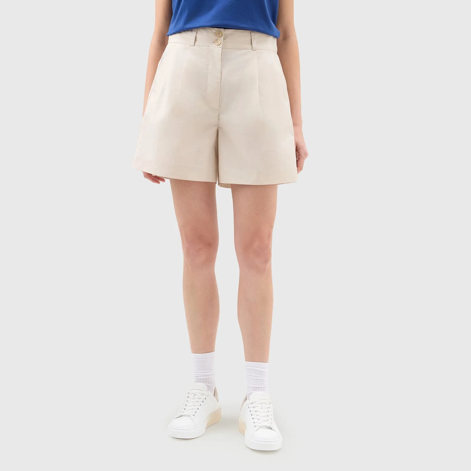 Woolrich Short In Popeline Beige Chiaro Donna