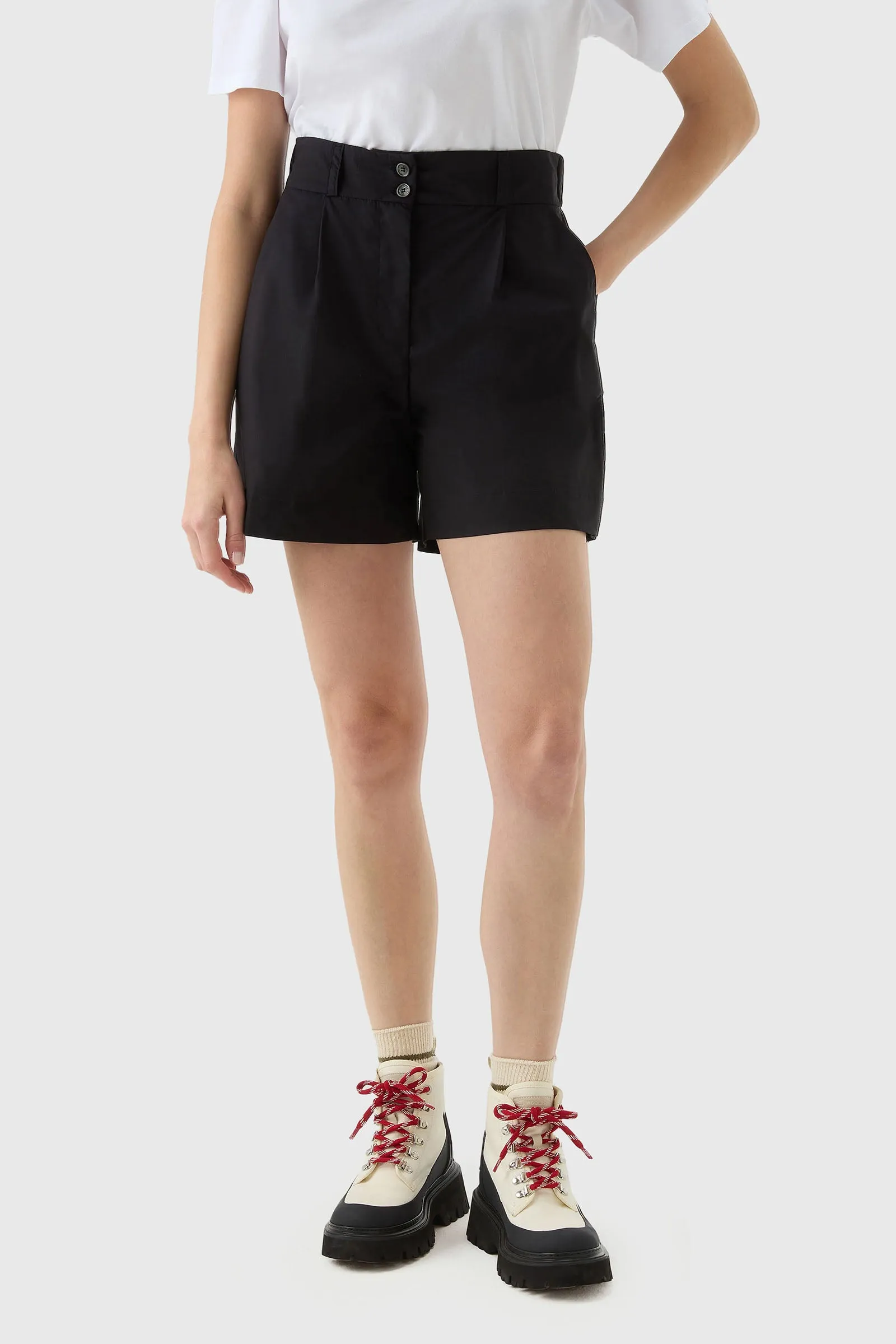 Woolrich Short In Popeline Nero Donna