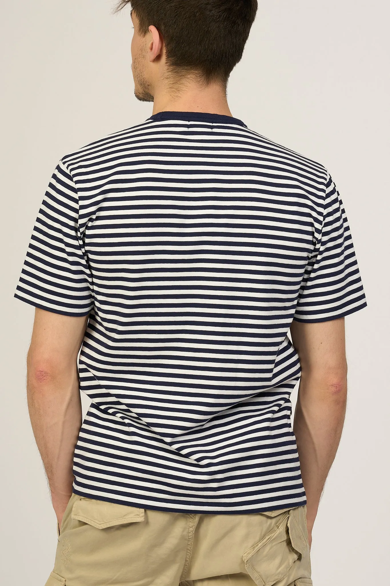 Woolrich T-shirt a Righe Bianco/Blu Uomo