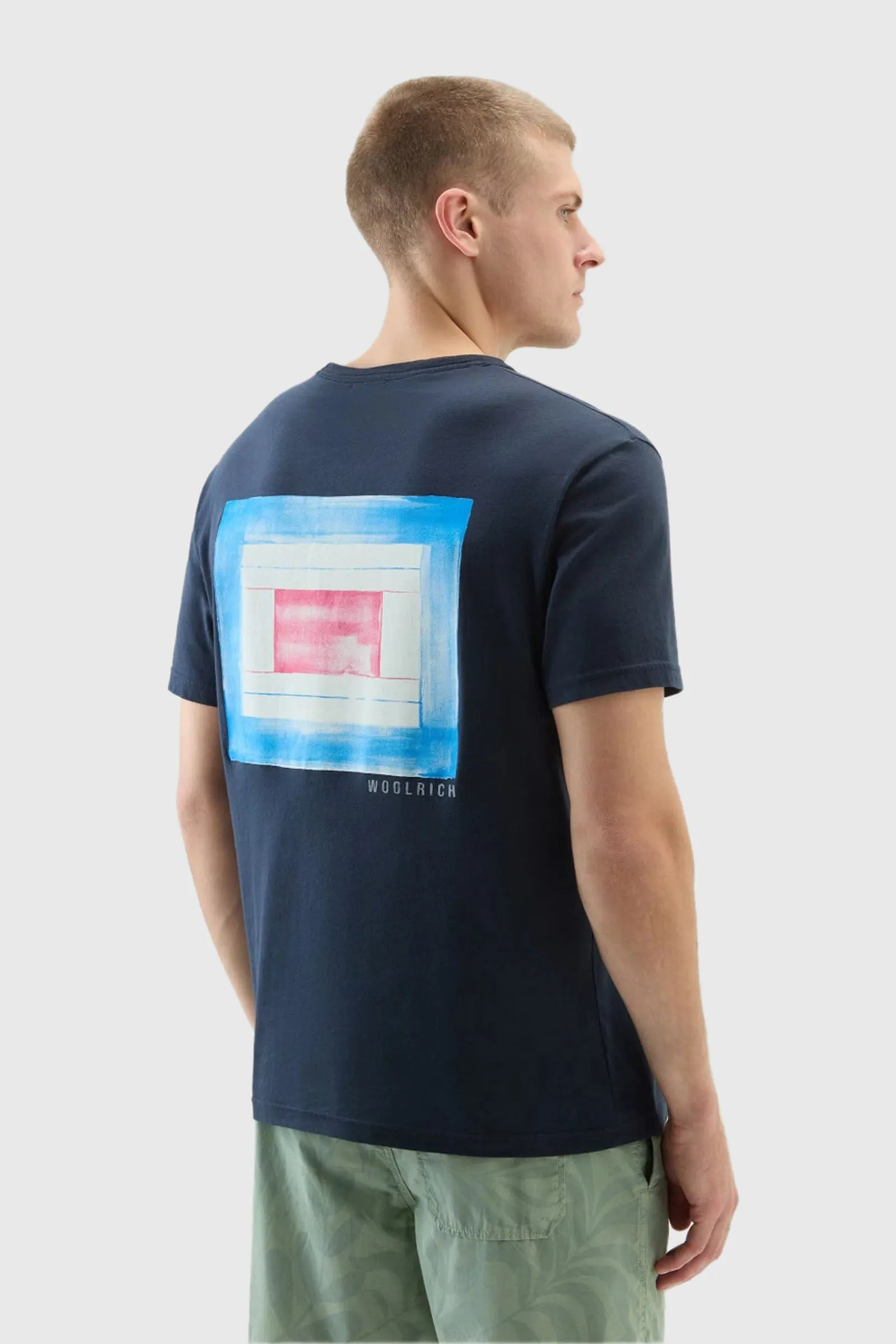 Woolrich T-shirt Flag Blu Uomo