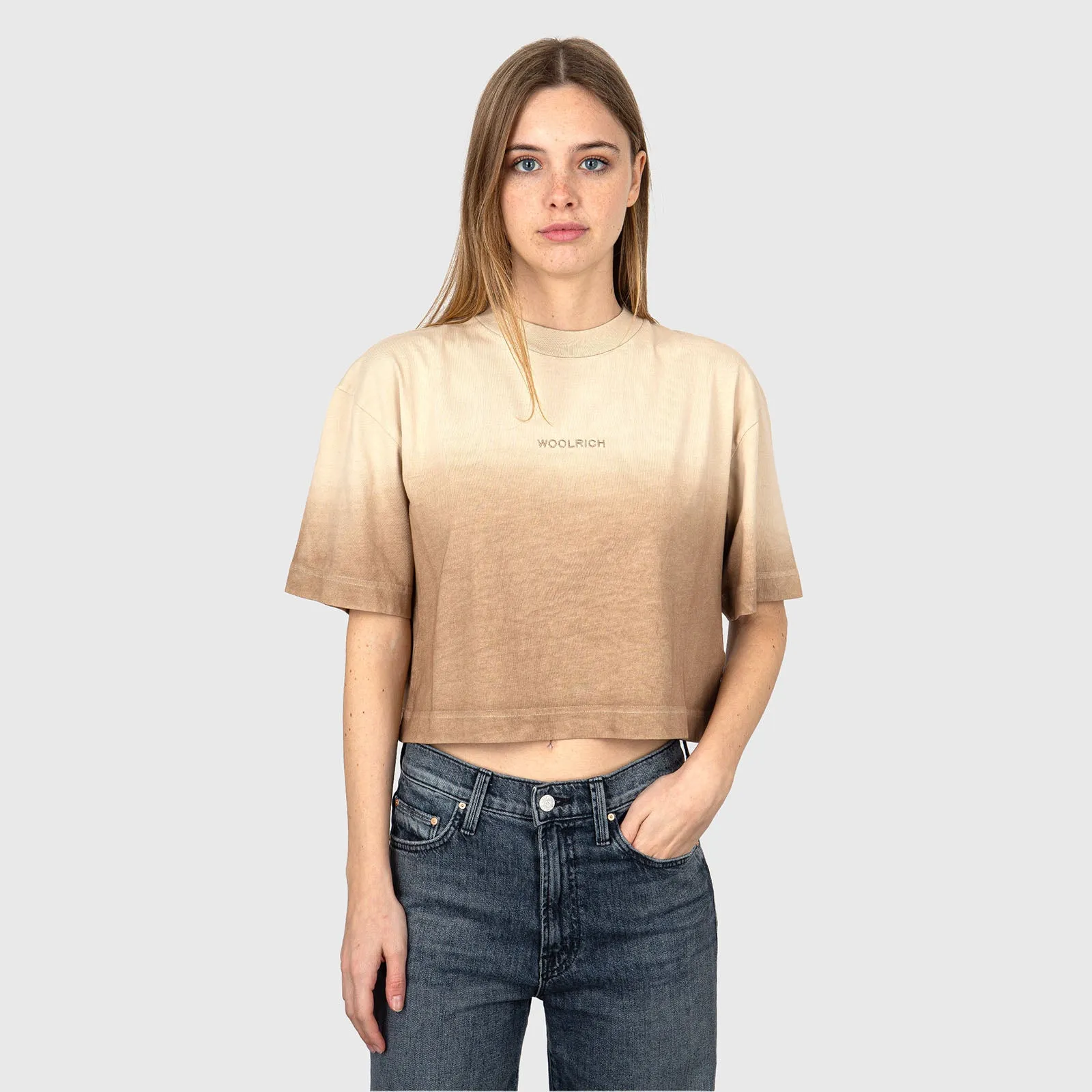 Woolrich T-Shirt Tye Dye Cotone Beige