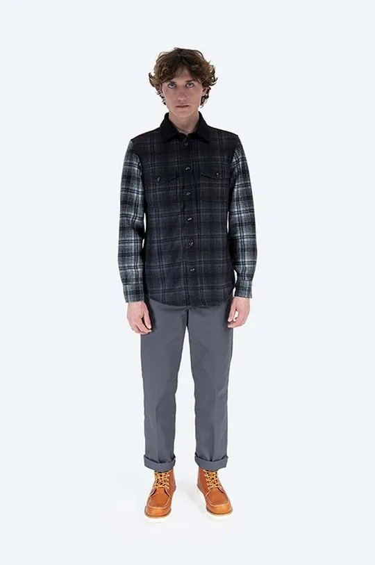 Woolrich wool shirt Alaskan Melton Wool black color