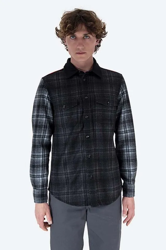 Woolrich wool shirt Alaskan Melton Wool black color