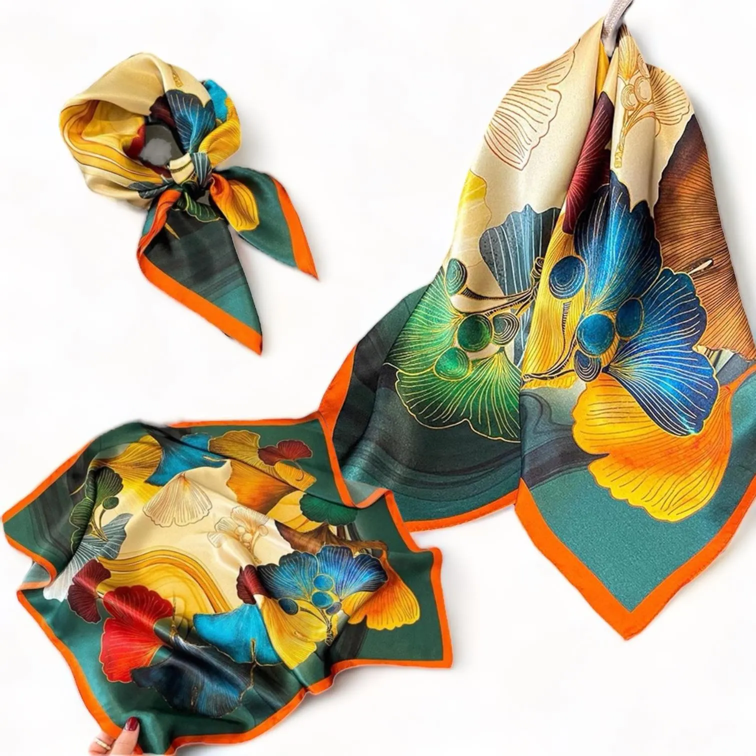 WRAP Silky Square Bandana Handkerchief Scarf 70x70cm