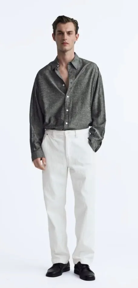 ZARA  |Silk Long Sleeves Plain Shirts