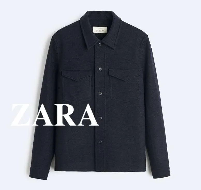 ZARA  |Wool Long Sleeves Plain Shirts