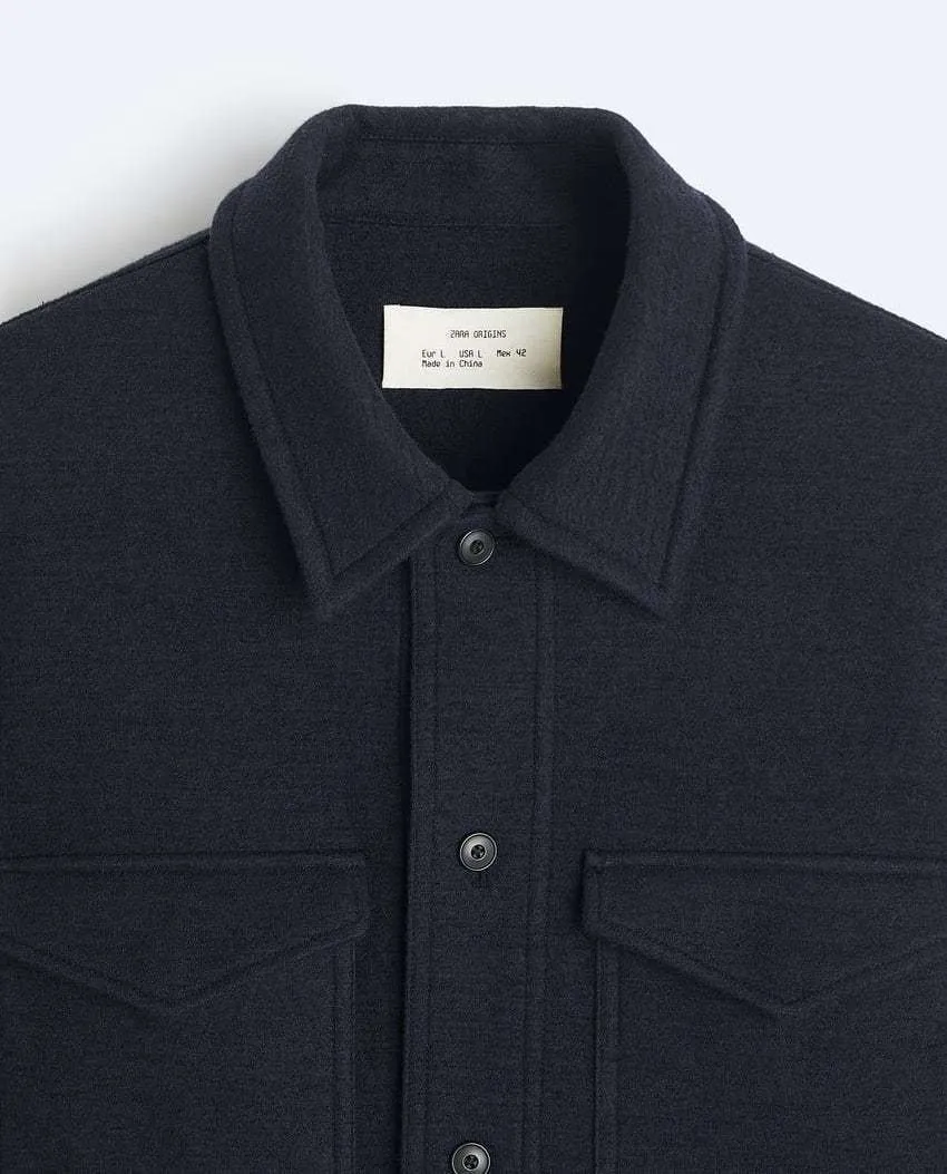 ZARA  |Wool Long Sleeves Plain Shirts