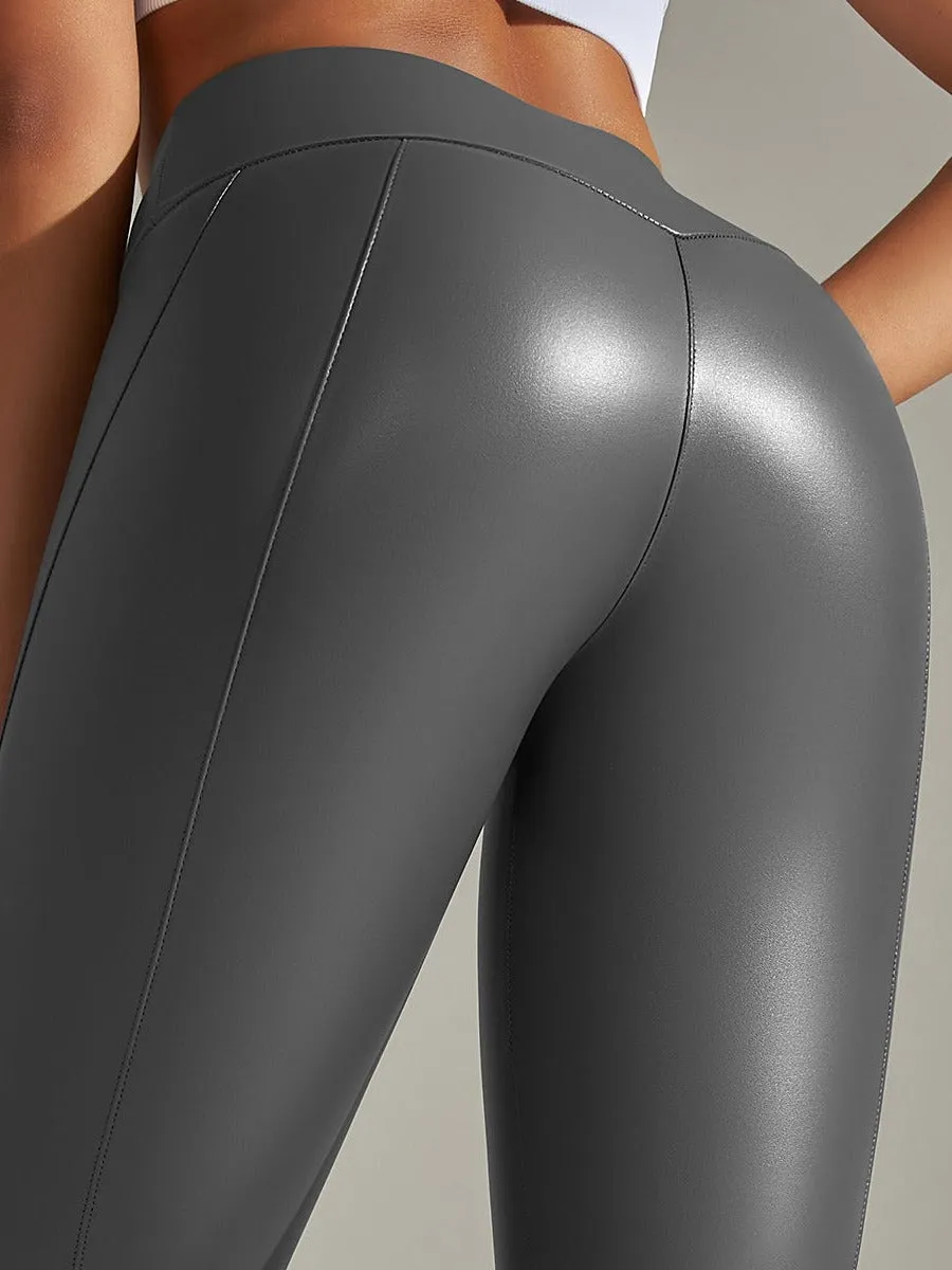 ZASUWA Female PU Faux Leather Leggings